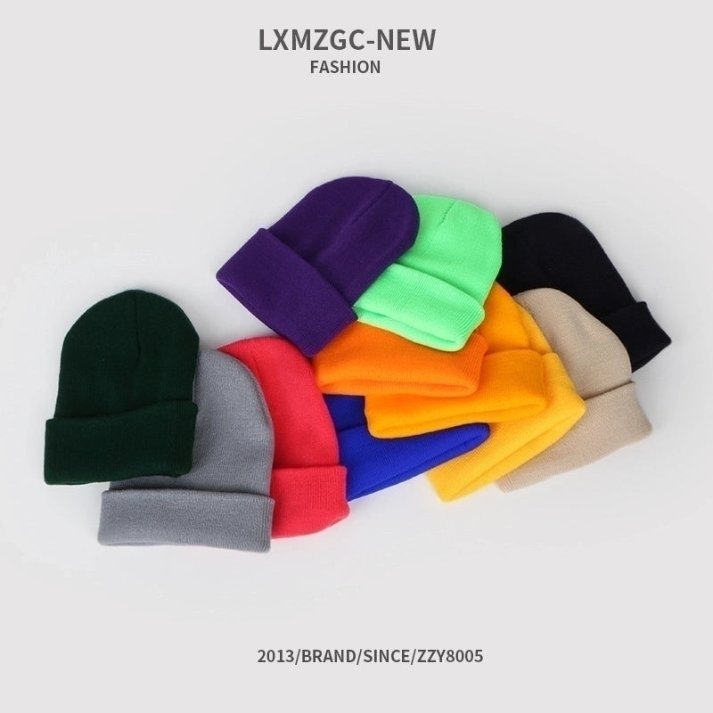Pure Color Double-layer Warm Korean Style Knitted Hat