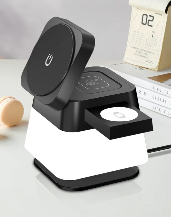 Four-in-one Atmosphere Light Rotatable Foldable Magnetic Wireless Fast Charging Wireless Charger