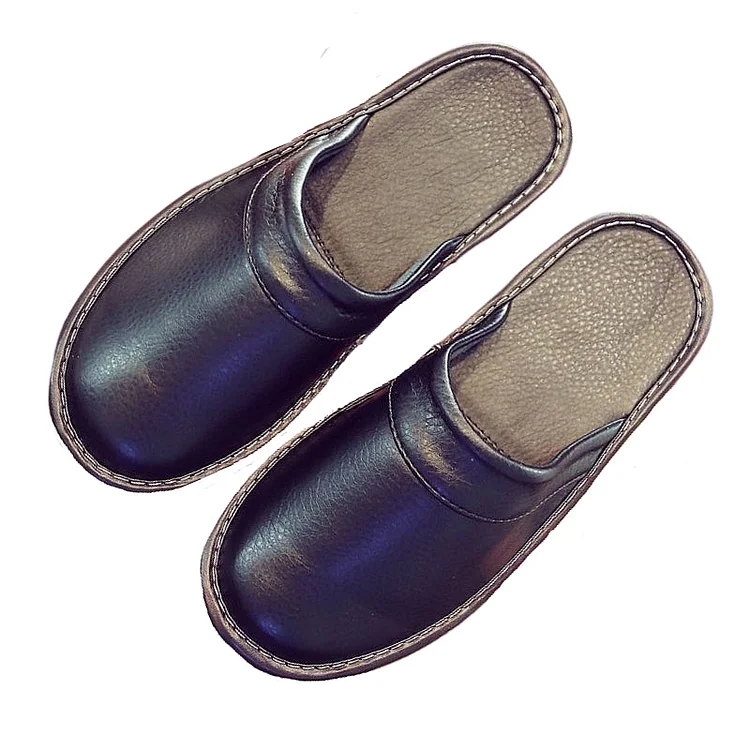 Leather Flat Men Slippers Light Odorless Leisure Shoes Radinnoo.com