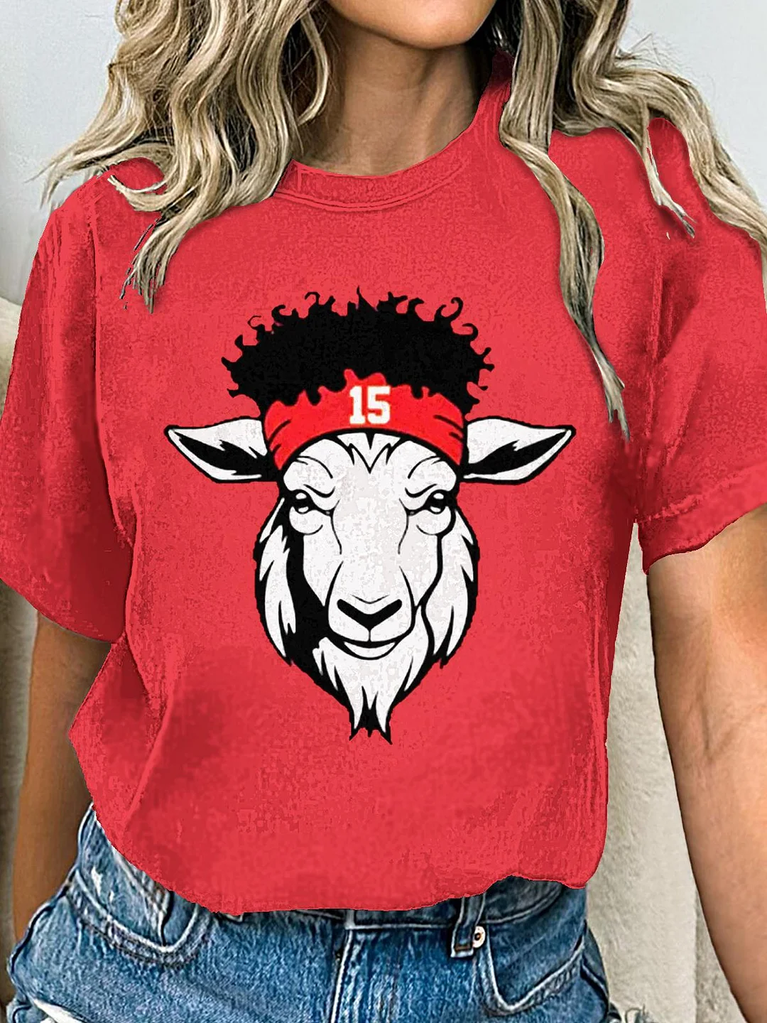 Women's Chiefs Patrick Mahomes Goats Crew Neck T-shirt