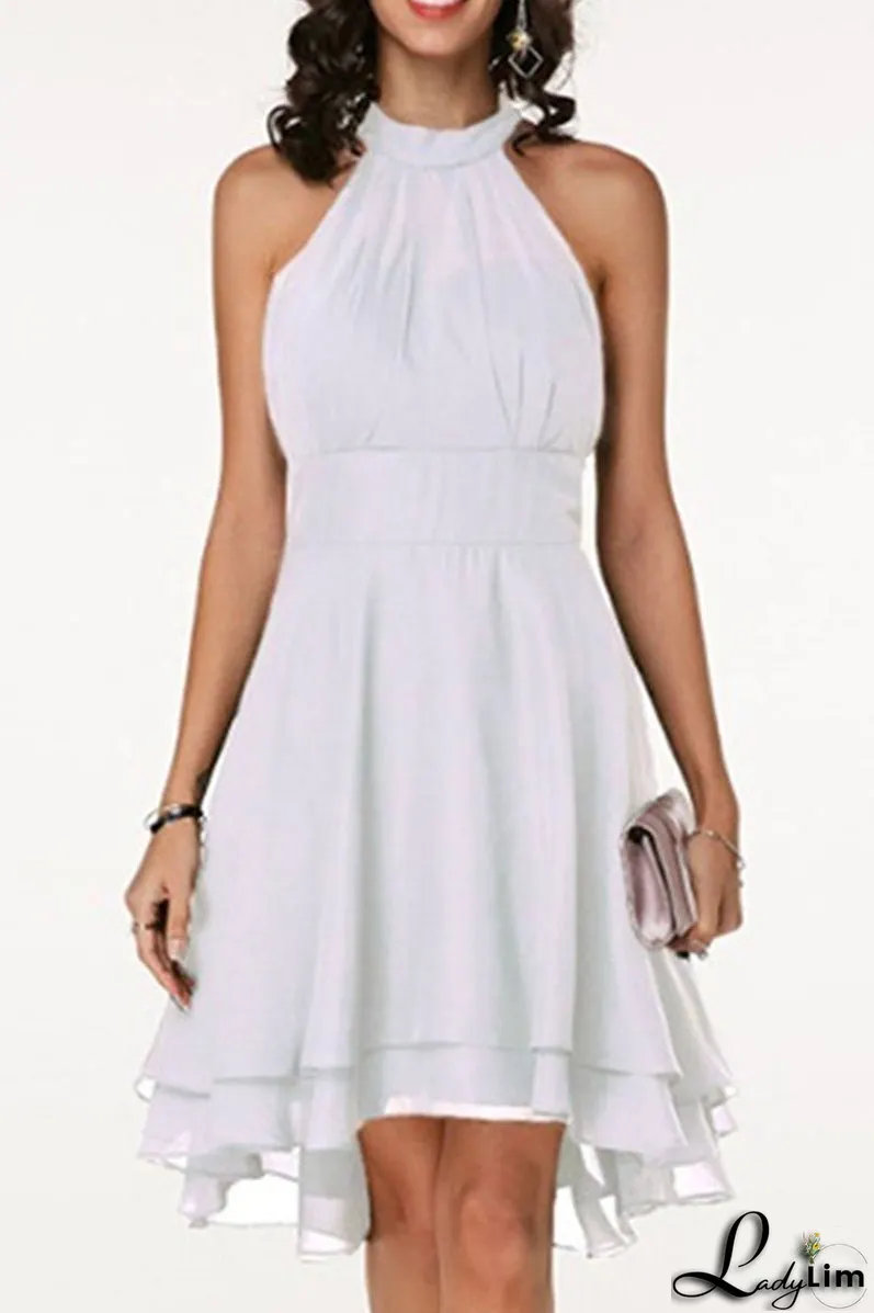 Fashion Street Solid Split Joint Halter A Line Dresses(7 colors)