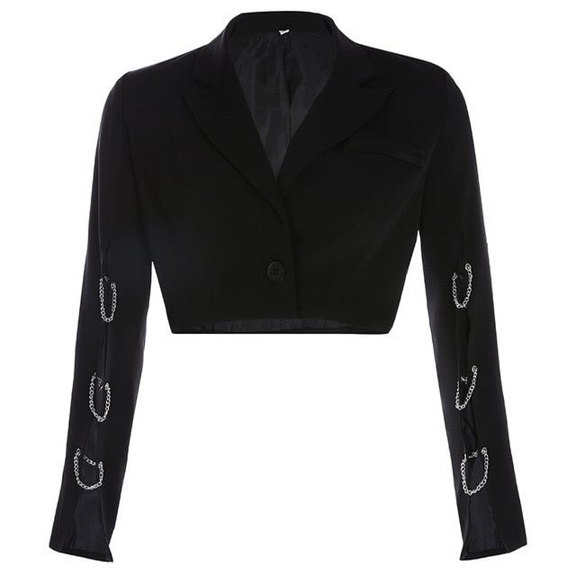 Slit Sleeves Chains Cropped Blazer