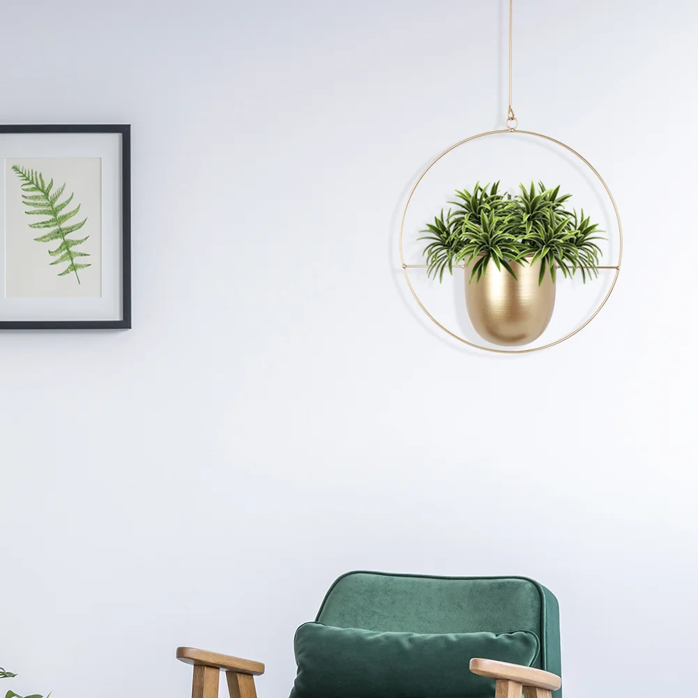 Nordic Hanging Flower Pot Balcony Plant Wall Mount Swinging Basket (Gloden)