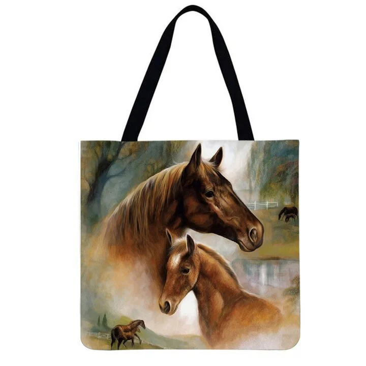 Linen Eco-friendly Tote Bag - Horse