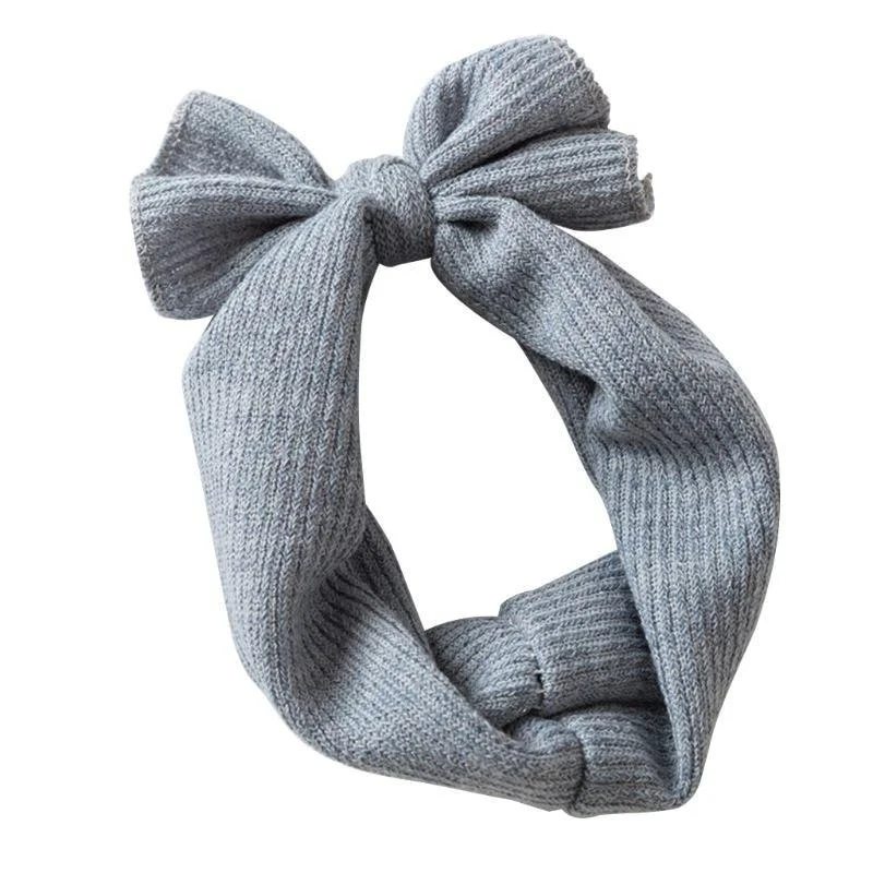 2019 Baby Accessories Baby Girls Bunny Kids Solid Turban Knot Bow Hair Bands Head Wrap  Rabbit Knitted Headband Wholesale Gift