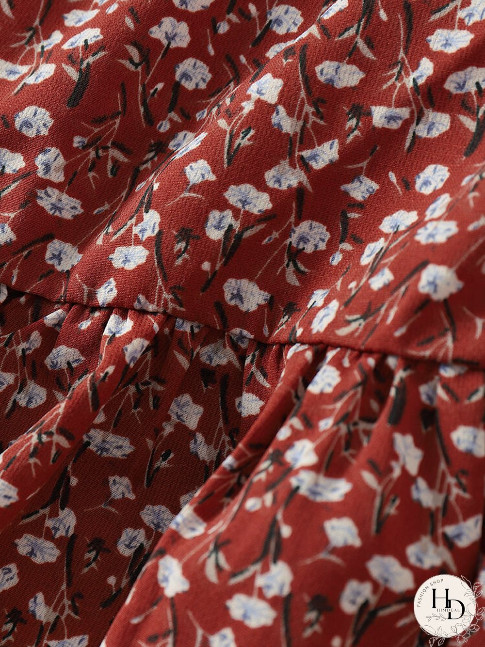 Allover Floral Print Bowknot Puff Sleeve V-neck Crop Top