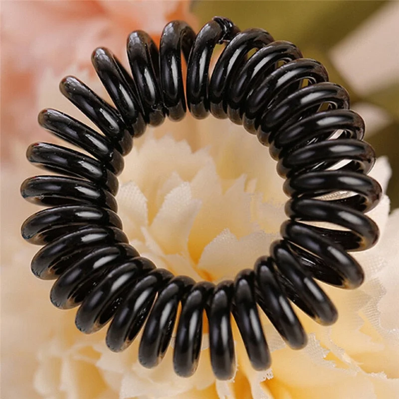 New 10PCS/lot Rubber Band Headwear Rope Spiral Shape Elastic Hair Bands Girls Hair Accessories  Hair Ties Gum Telephone Wire