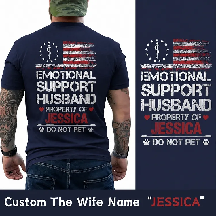 Custom Emotional Support Husband Do Not Pet Vintage Washed T-Shirt / Sweatshirt / Hoodie