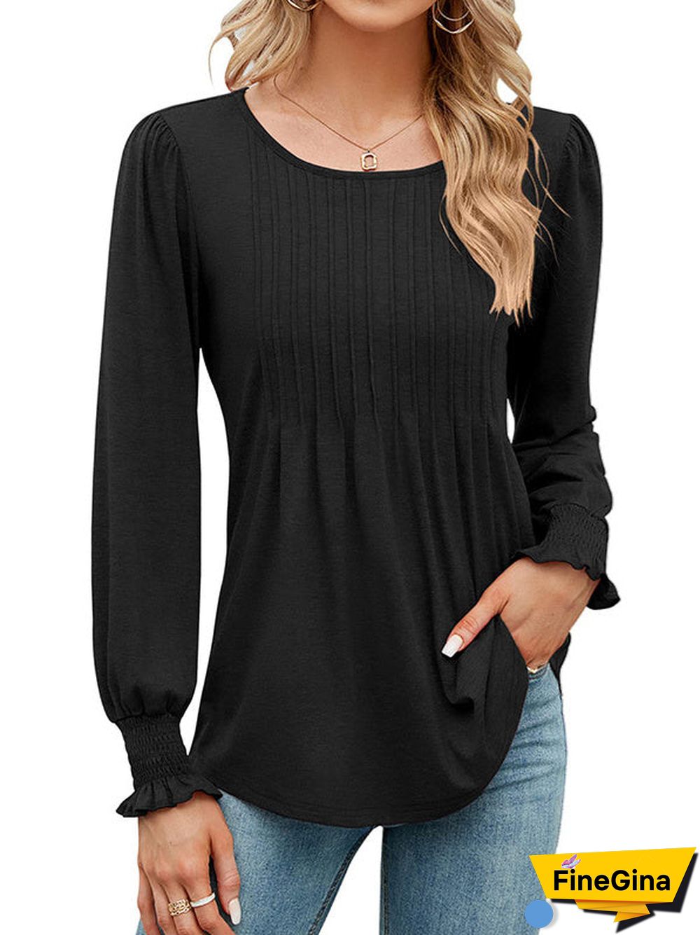Women's Stitching Solid Color Scoop Neck Long Sleeve Coat