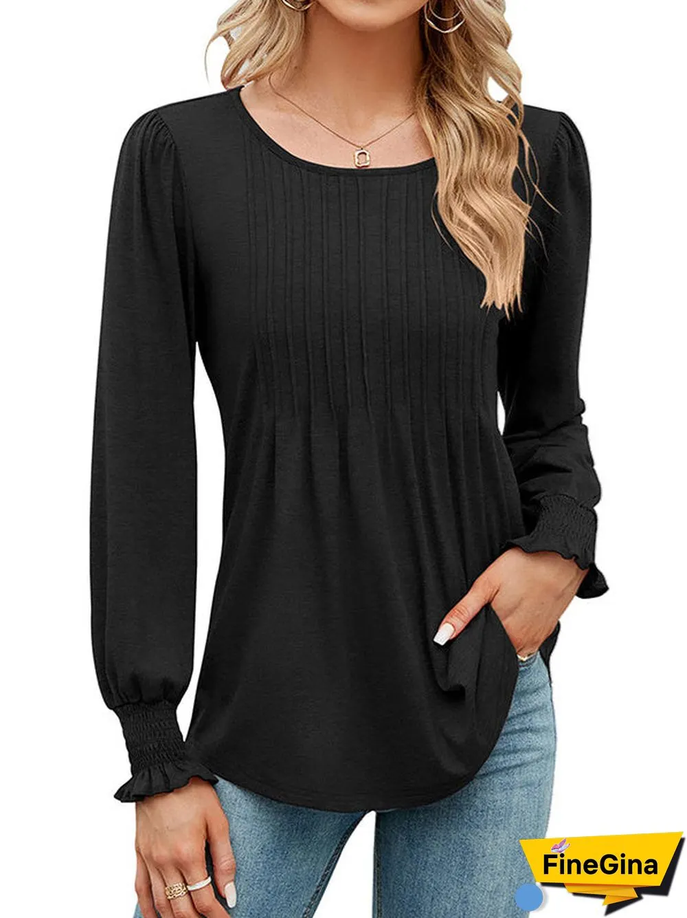 Women's Stitching Solid Color Scoop Neck Long Sleeve Coat