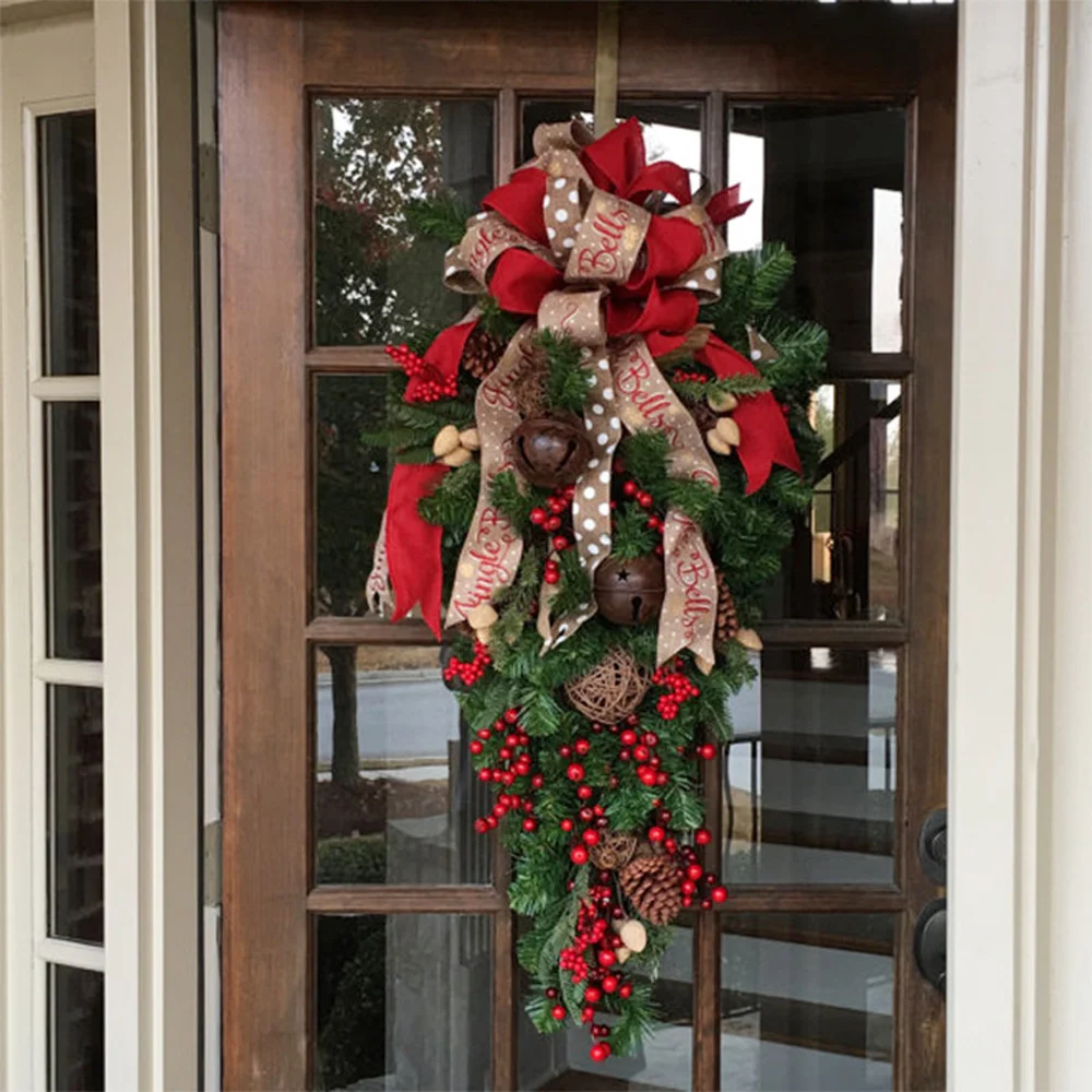 Christmas decorative simulation Red fruit grape bells Upside down tree garland
