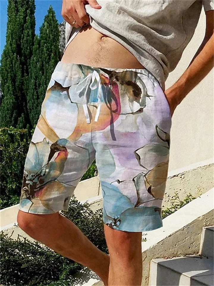 Printed Shorts Drawstring Straight Shorts Men's Summer Shorts Casual