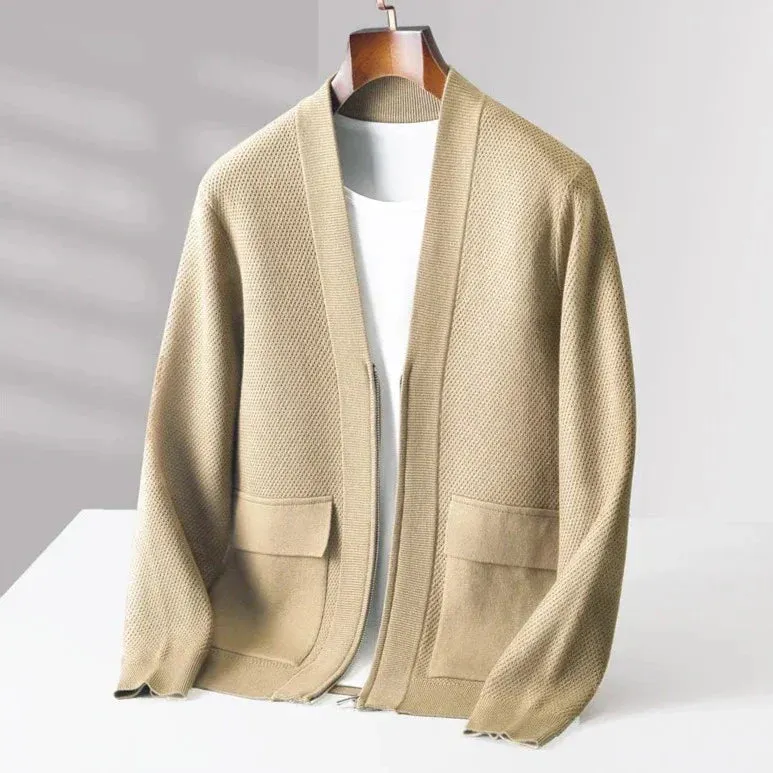 Men's Cashmere Blend Zip Cardigan &ndash; Shawl Collar Knit Layer &ndash; view 2