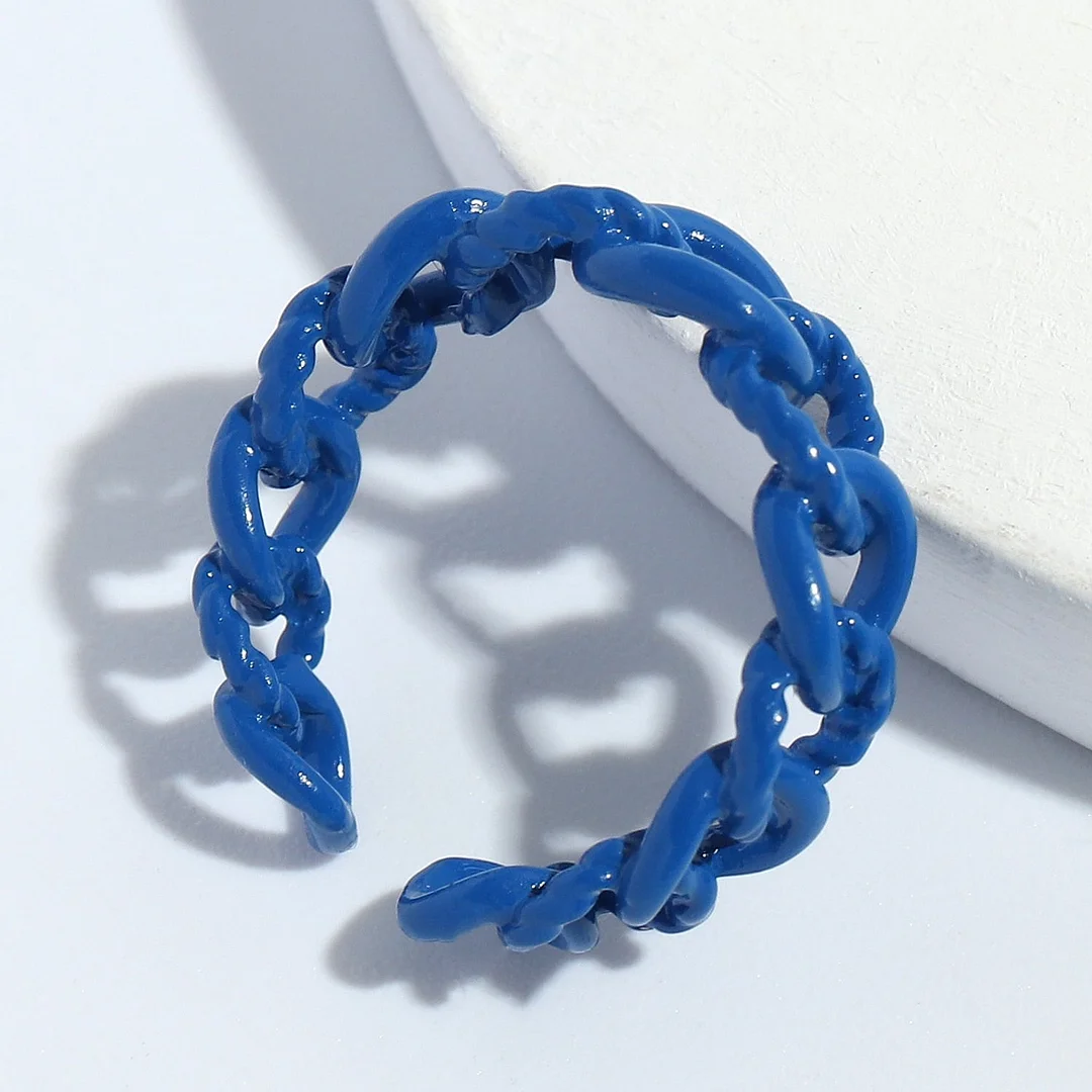 Dvacaman 2021 New Trendy Colorful Dripping Oil Resin Rhinestone Geometric Rings Hand-Painted Open Rings for Women Party Jewelry