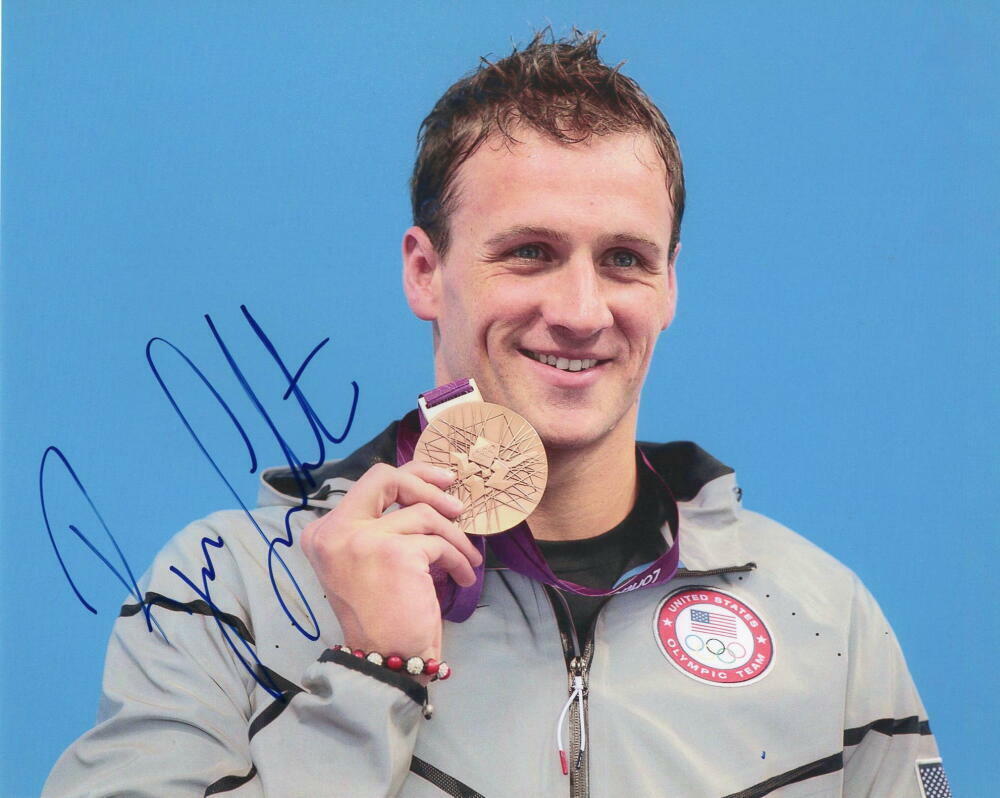 RYAN LOCHTE SIGNED AUTOGRAPH 8x10 Photo Poster painting - OLYMPIC GOLD MEDALIST SWIMMER, RARE!