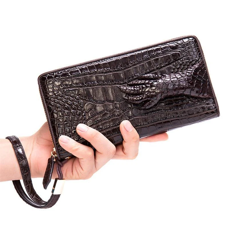 Business Crocodile Simple Style Casual Durable Leather Clutch Bag