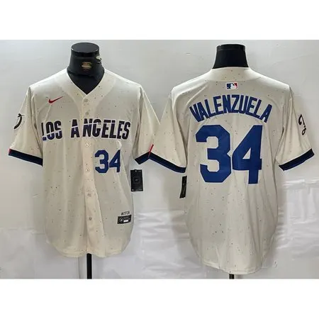 Men's Los Angeles Dodgers #34 Toro Valenzuela Cream Stitched Baseball Jersey 5PFE