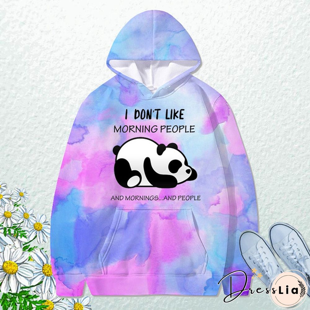 Funny Panda I Don'T Like Morning People Printed Hoodie For Women New Fashion Autumn And Winter Pullovers Ladies Creative Personalized Sweatshirts