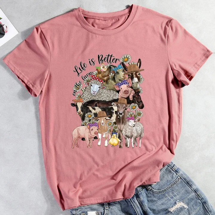 Life is Better on the farm T-Shirt-012070-Annaletters