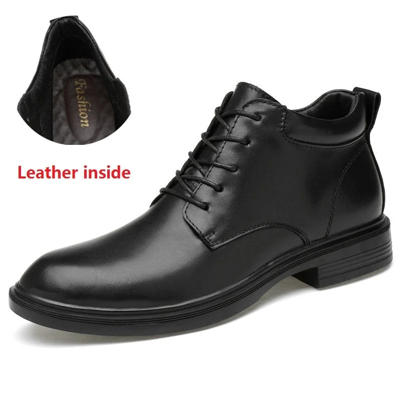 Big Size 50 Fashion Winter Shoes Fashion Design Genuine Leather Mens Ankle Boots High Top Black Man Dress Business Shoes 2021