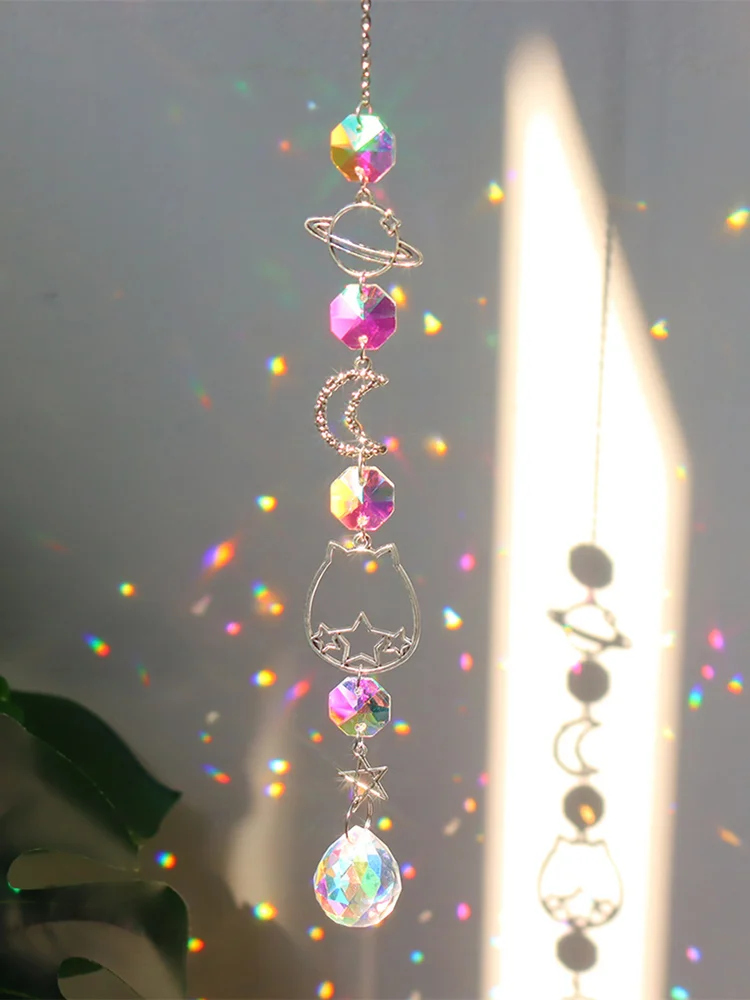 Crystal Wind Chime Prism Catchers Hanging Ornament Curtain Garden Pendant