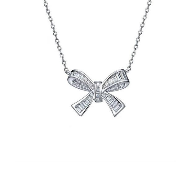 White Silver Fantasy bow necklace