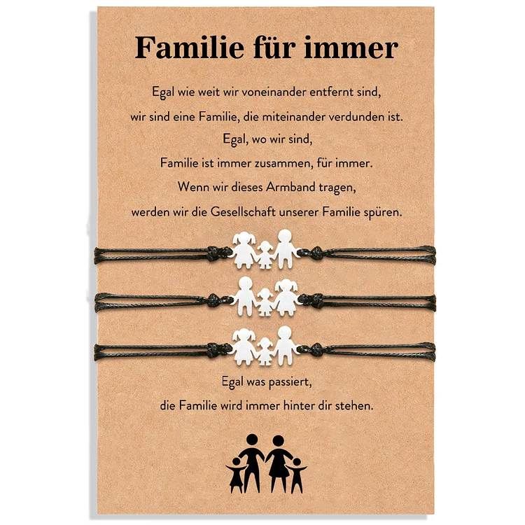 Kettenmachen Familie für immer Armbänder Set-Papa & Tochter & Mama-Geschenk mit Nachrichtenkarte
