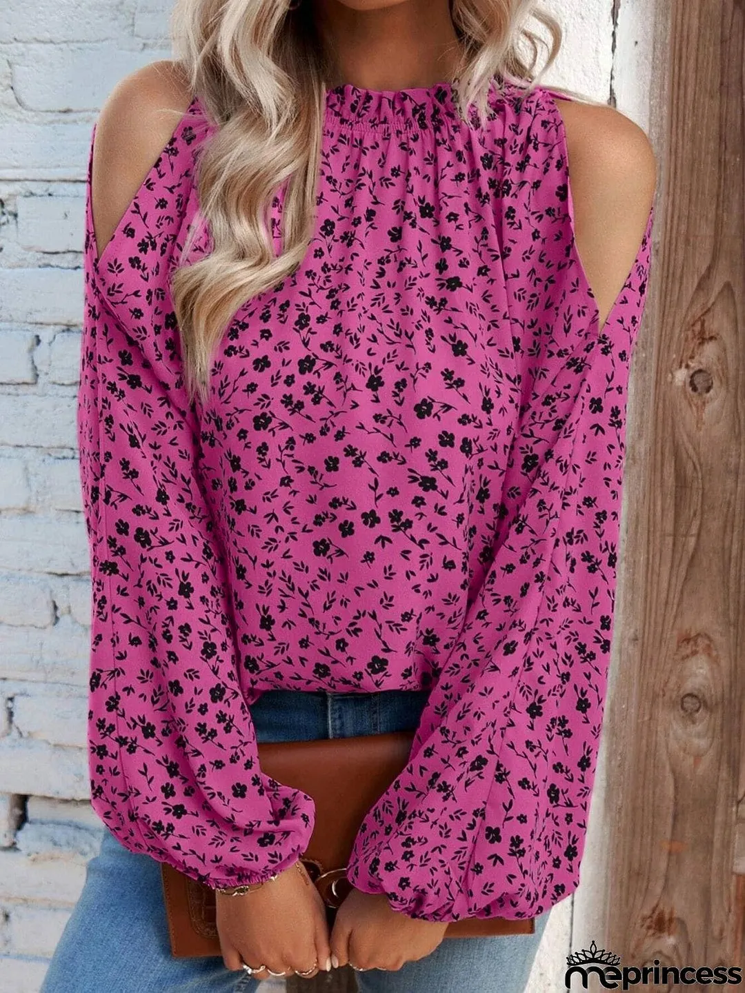 Floral Cold-Shoulder Blouse