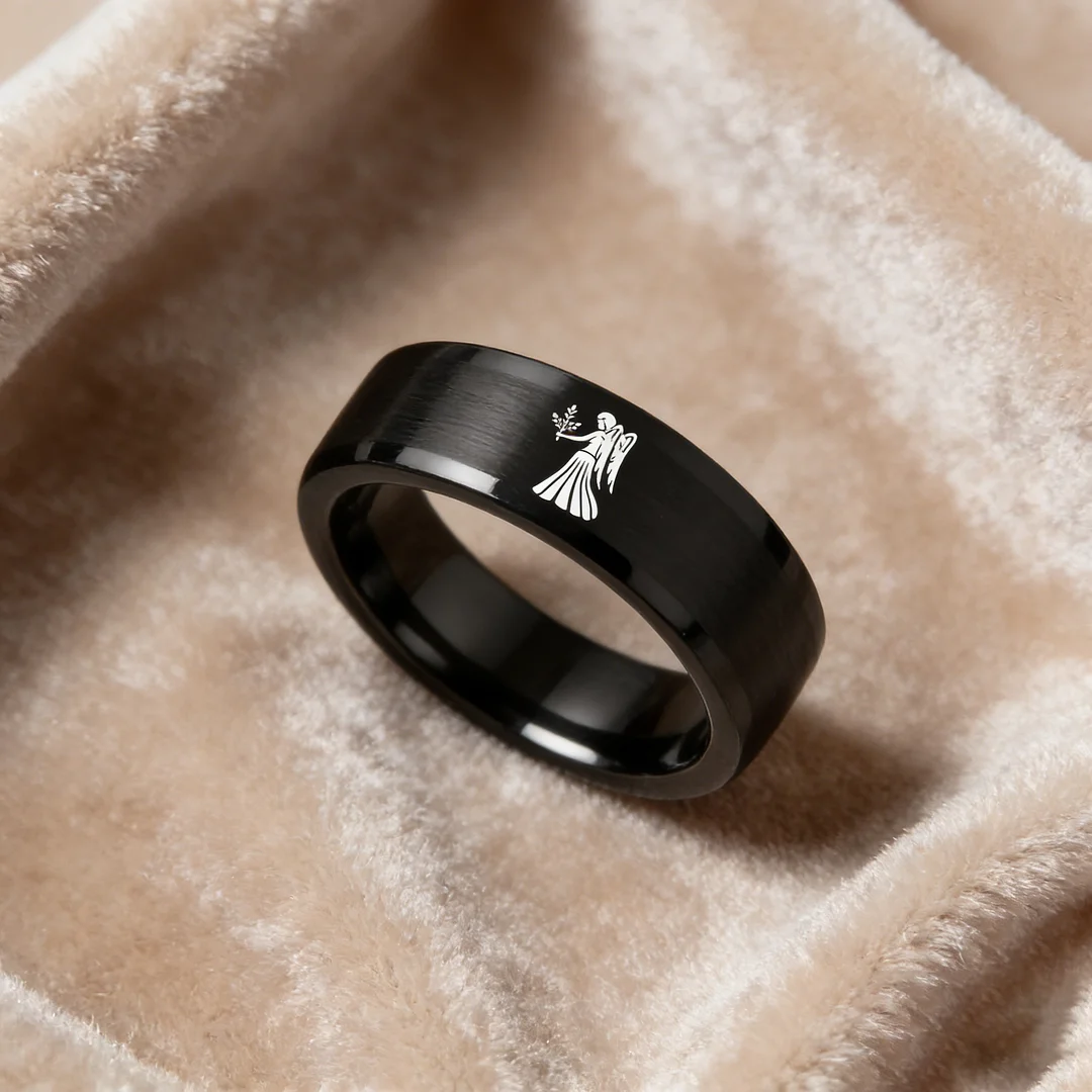 Black Tungsten Carbide Rings Flat Virgo Wedding Bands Flat Top Comfort Fit 4MM 6MM 8MM