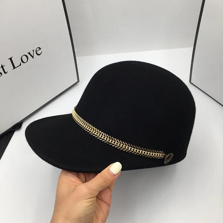 wool cap for women with Chain equestrian in the spring and autumn wintertide baseball cap