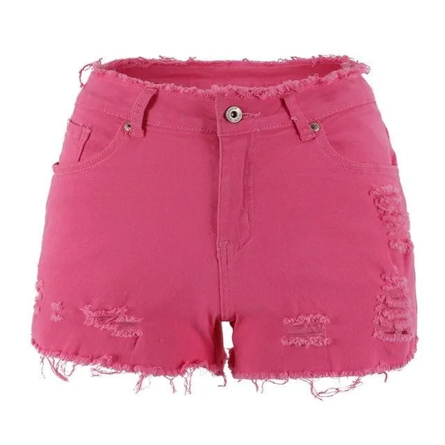 6 Colors Ripped Denim Shorts SP14836