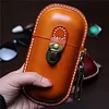 Handmade Leather Glasses Case Hard Shell Retro Men And Women Sunglasses Myopia Glasses Hook Protection Box