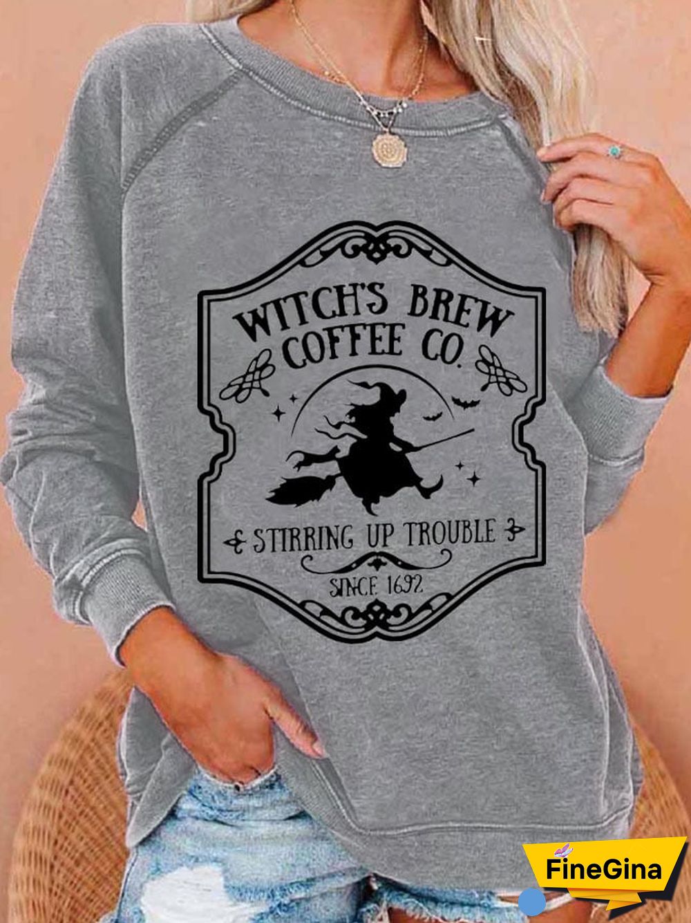 Womens Casual Witch Brew Coffee Stop Spell Since 1962 Long-Sleeved Sweatshirt