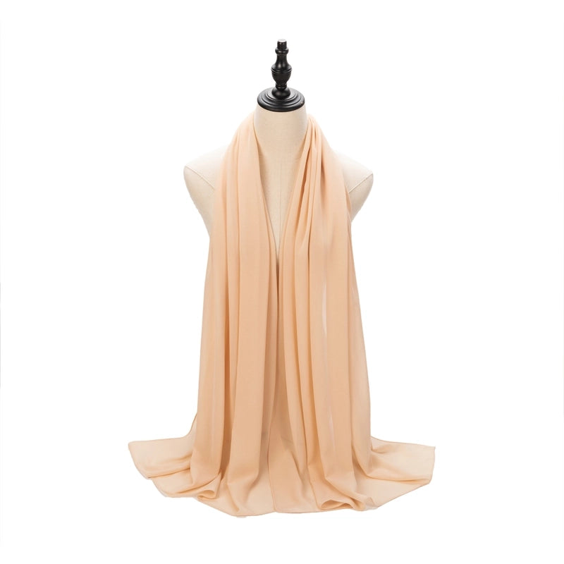 Hot Pearl Chiffon Yarn Muslim Women Hijab Silk Scarf Hui Turban Plain Long Scarf