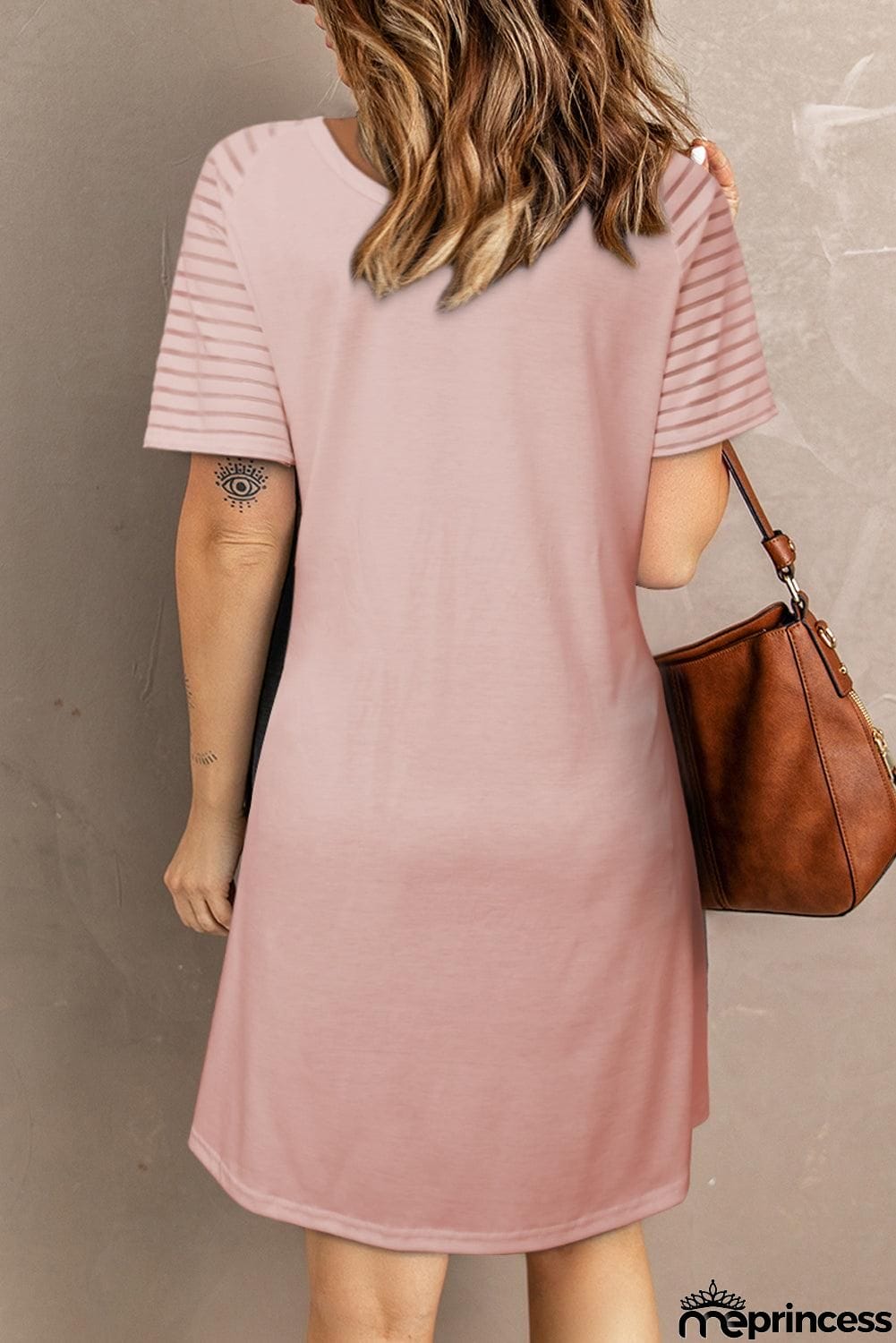 Sheer Striped Raglan Sleeve T-Shirt Dress