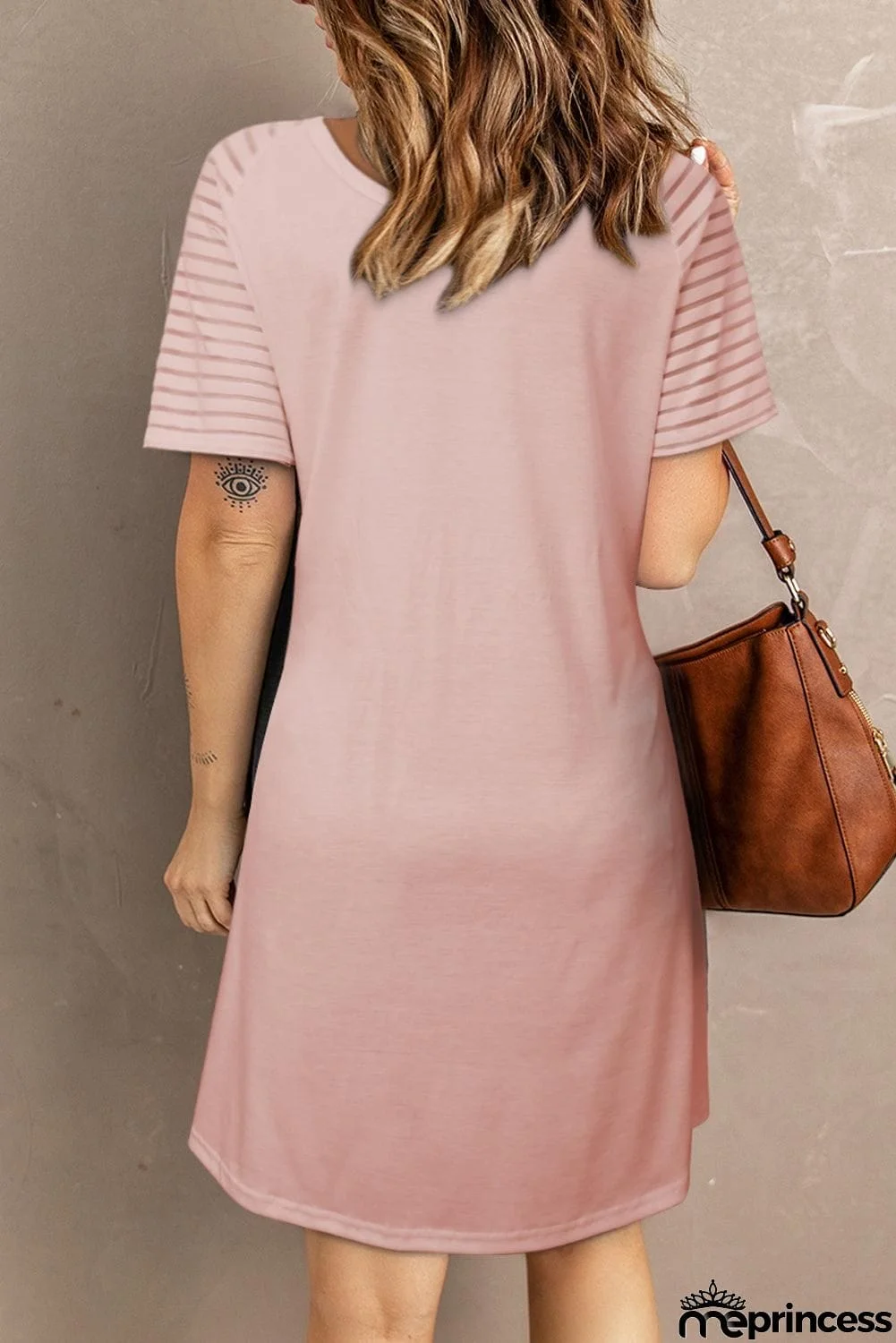 Sheer Striped Raglan Sleeve T-Shirt Dress