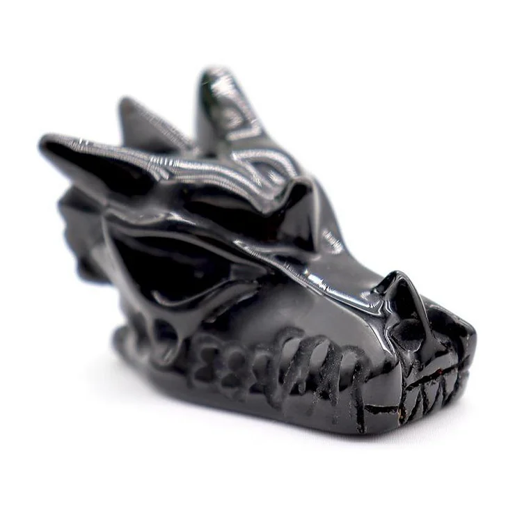 Black Obsdian Dragon Head Carving for Decoration