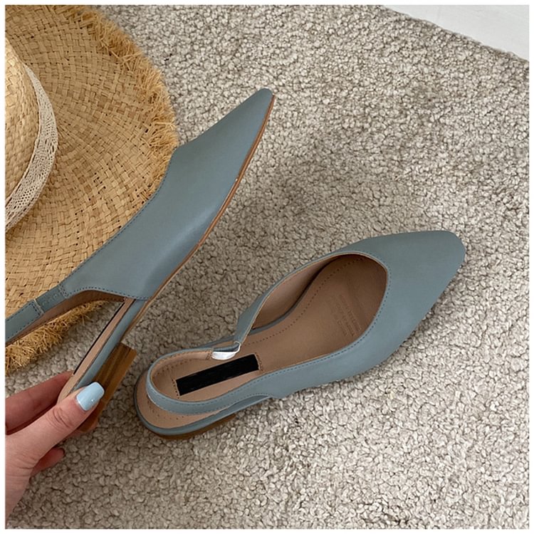 Bailamos 2022 Spring Women Flat Heel Slingback Sandals Slip On Shallow Mules Shoes Pointed Toe Female Office Lady Work Shoes - Shop Trendy Women's Clothing | LoverChic
