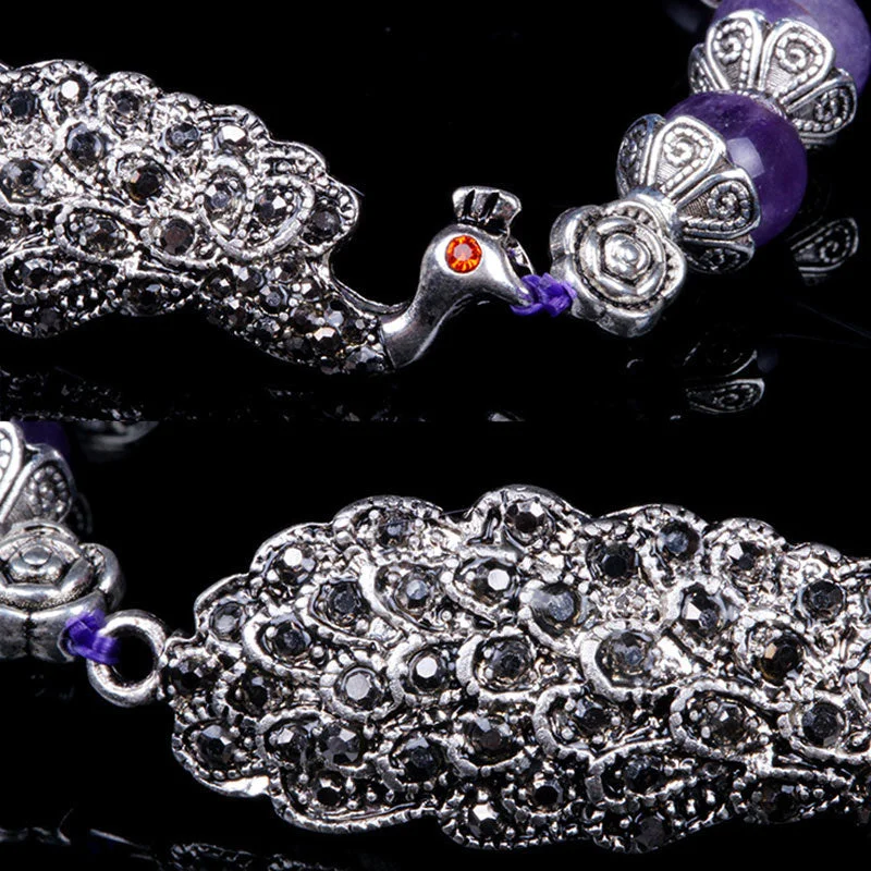 Natural Amethyst Peacock Balance Bracelet