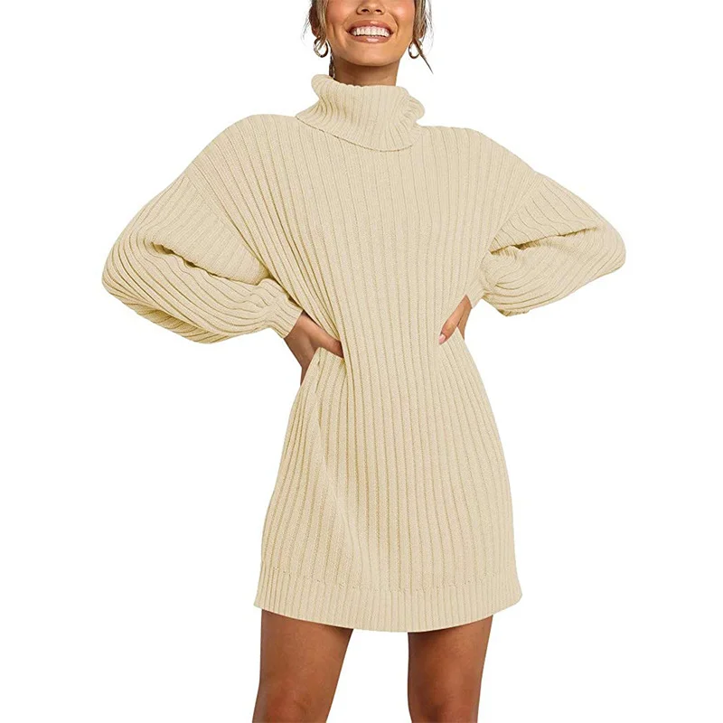 Wongn Wongn And Winter New Women's Turtleneck Medium Long Sweater Sweater Dress