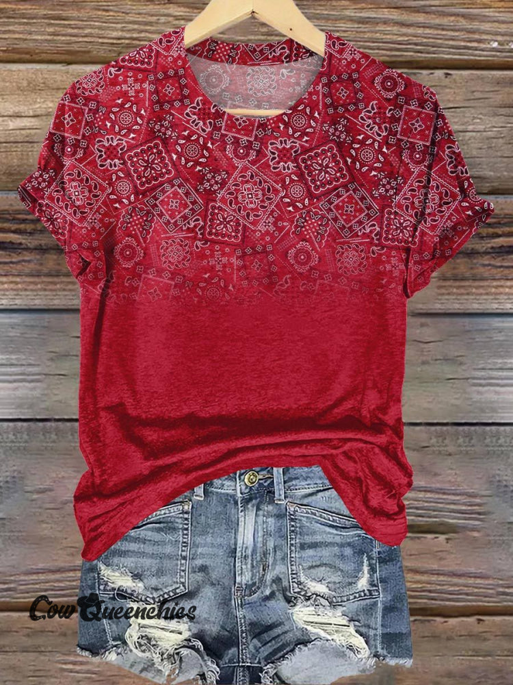 Red Paisley Print T-Shirt Multicolor / S