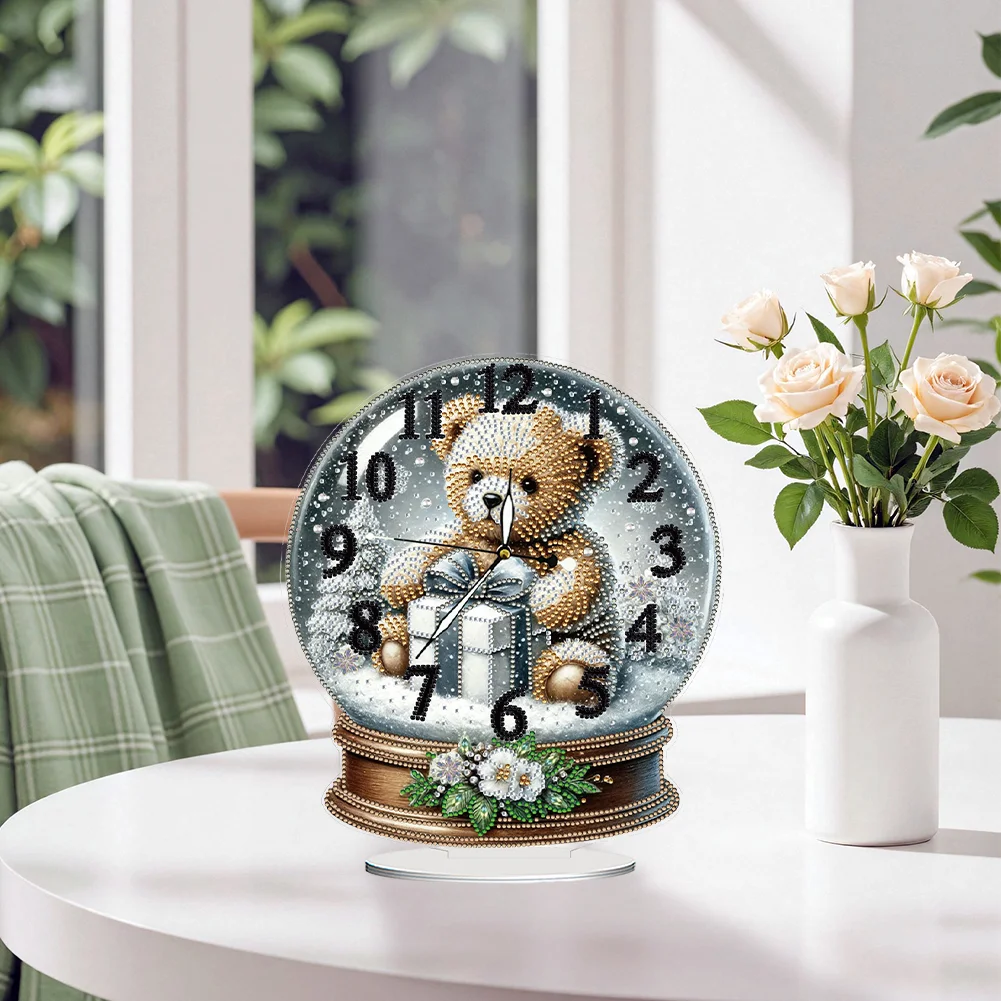 Christmas Crystal Ball Design 2D Flat Acrylic DIY Diamond Painting Clock Kit