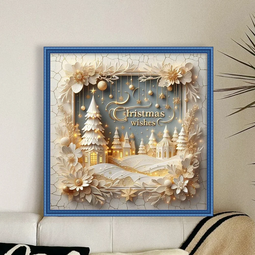 11CT Full Stamped Cross Stitch Kit - Christmas Scenery (40*40cm)