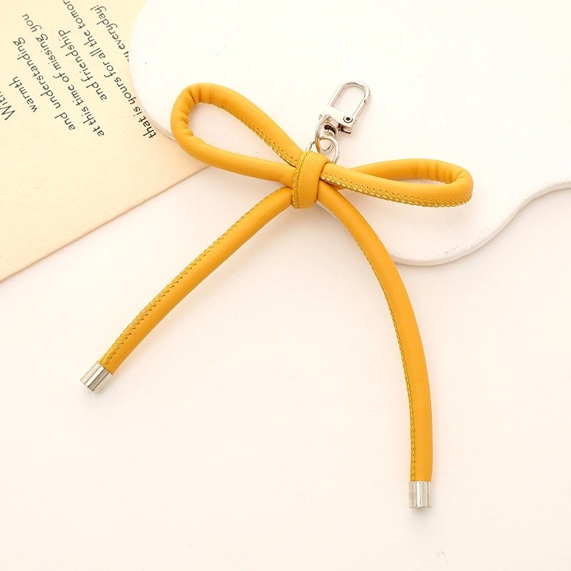 Basic Bow Knot Pu Leather Bag Pendant Mobile Phone Chain Keychain