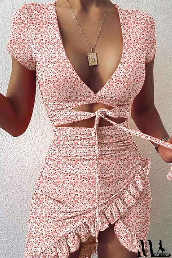 MidiSono - V-Neck Printed Wrap Dress