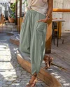 High Waist Solid Color Easy Trousers Long Pants