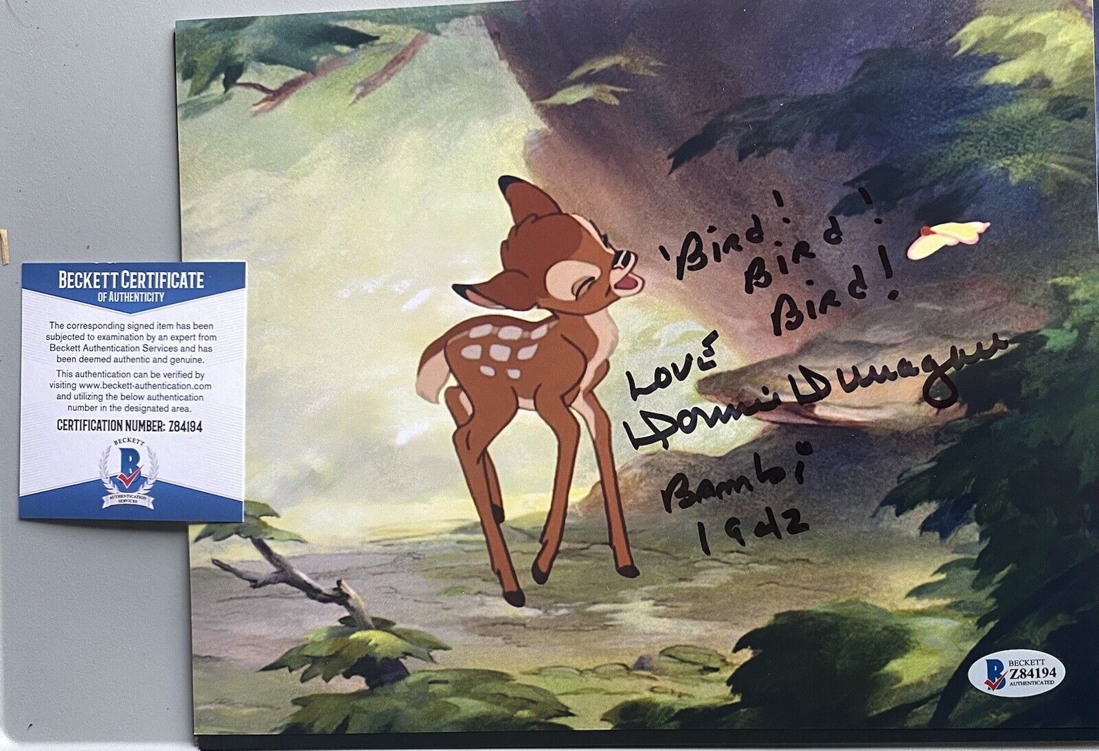 Bambi , Donnie Dunagan Signed Autographed 8x10 Photo Poster painting Beckett Authenticated