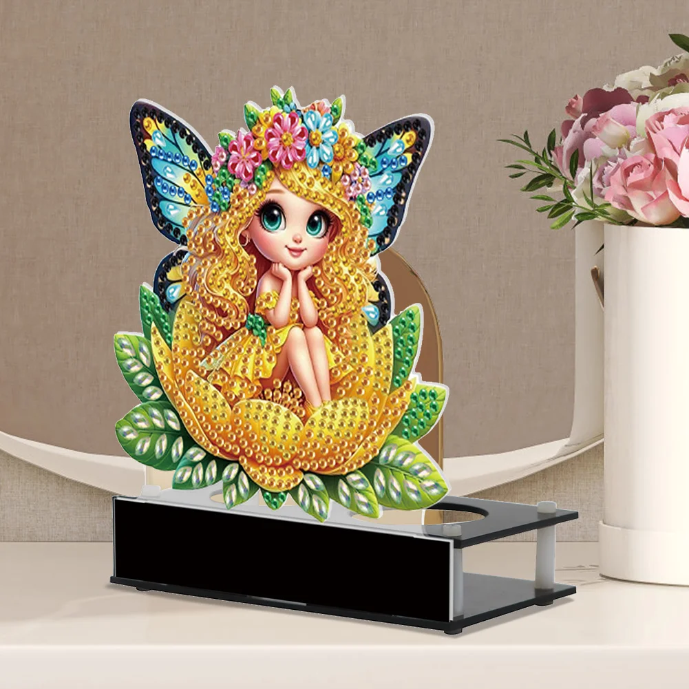 5D DIY Flower Fairy Diamond Art Mini Candle Holder for Aromatherapy Art Crafts