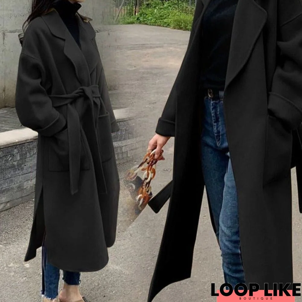 Loose Woolen Coat Medium and Long Thick Coat
