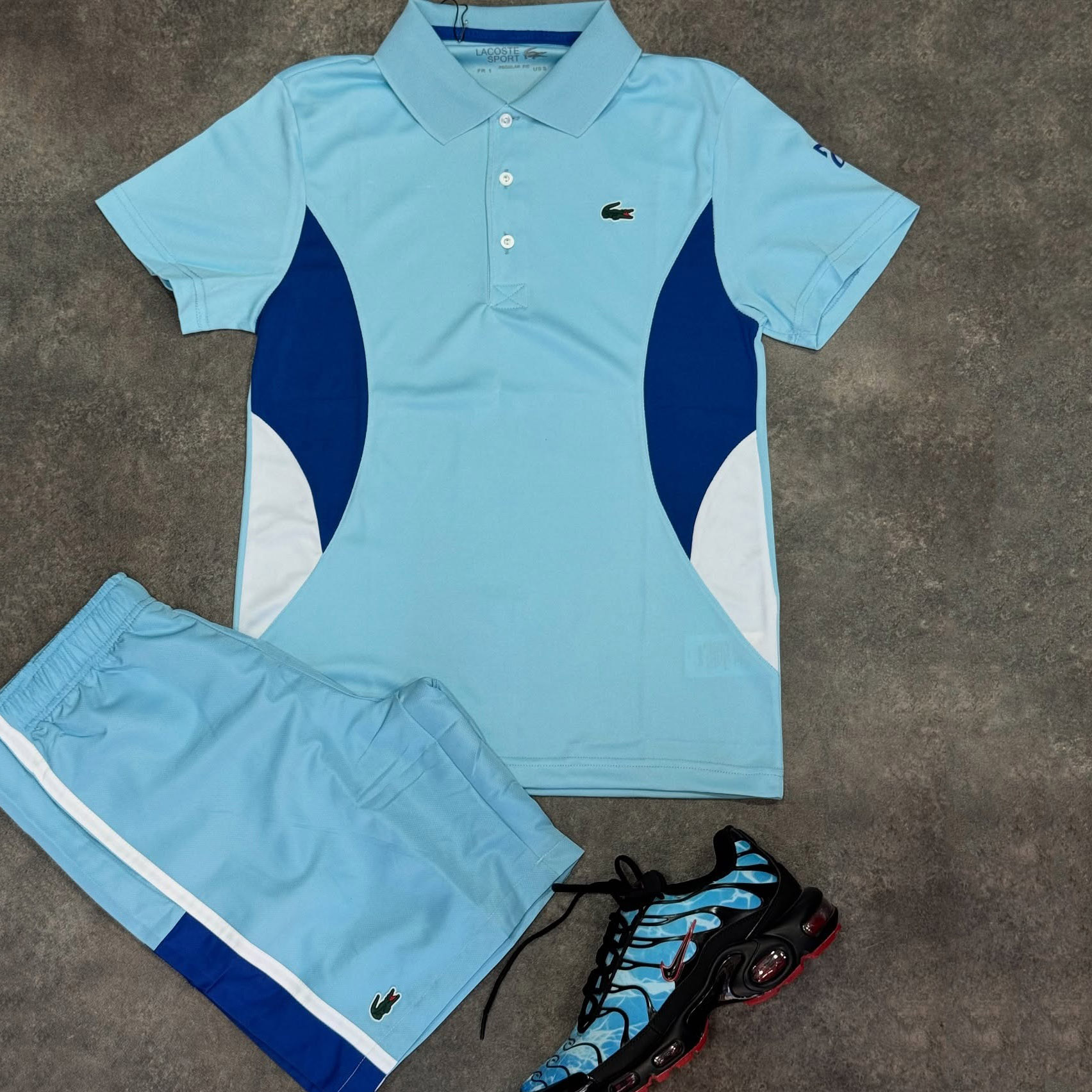 High-Quality Lacoste Contrasting Colors Polo Shirt And Shorts Co-Ord